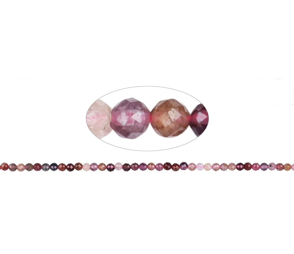 Heilstein & Edelstein-Strang - Kugeln, Spinell (rosa-rot), facettiert, 03,5mm (39cm)