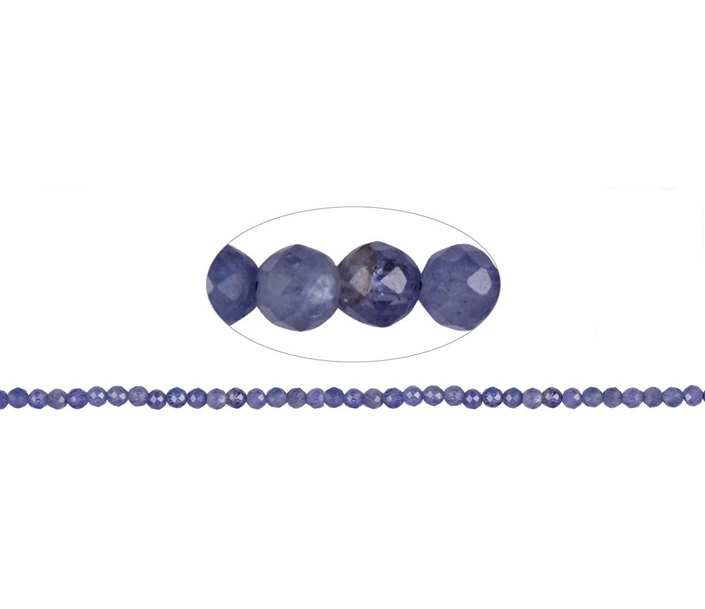 Heilstein & Edelstein-Strang - Kugeln, Tansanit A, facettiert, 03,5 - 04,0mm (38cm)