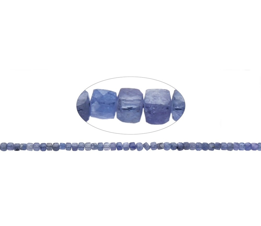 Heilstein & Edelstein-Strang - Würfel, Tansanit, facettiert, 04mm