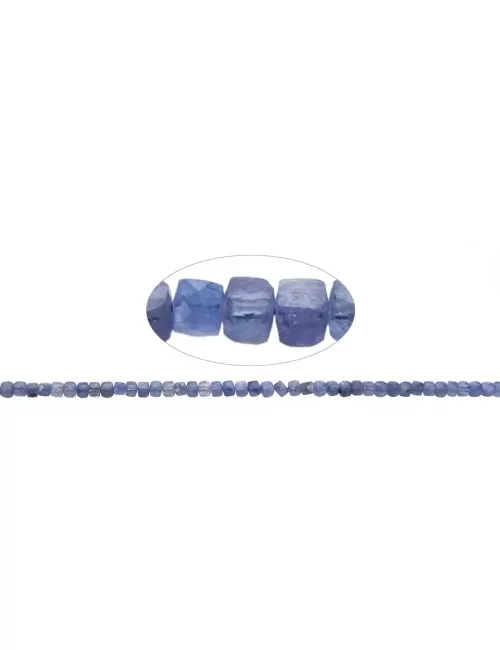 Heilstein & Edelstein-Strang - Würfel, Tansanit, facettiert, 04mm
