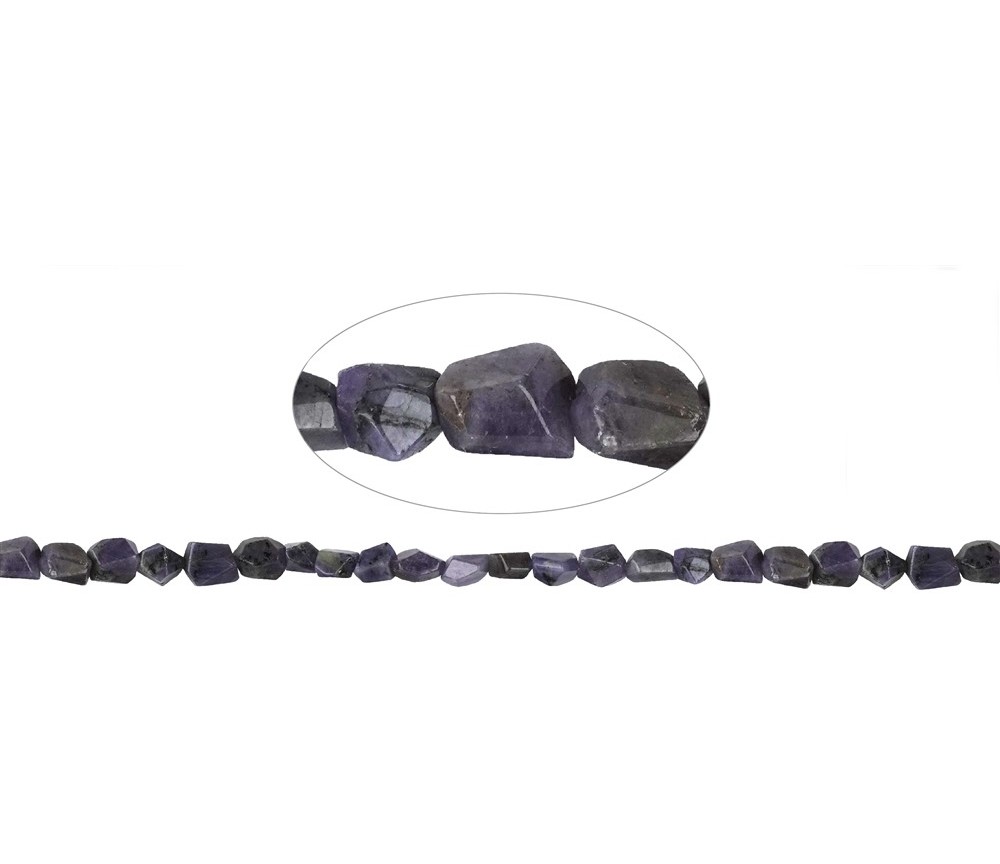 Heilstein & Edelstein-Strang - Nuggets grob facettiert, Tansanit, 08-12 x 06-14mm (43cm)