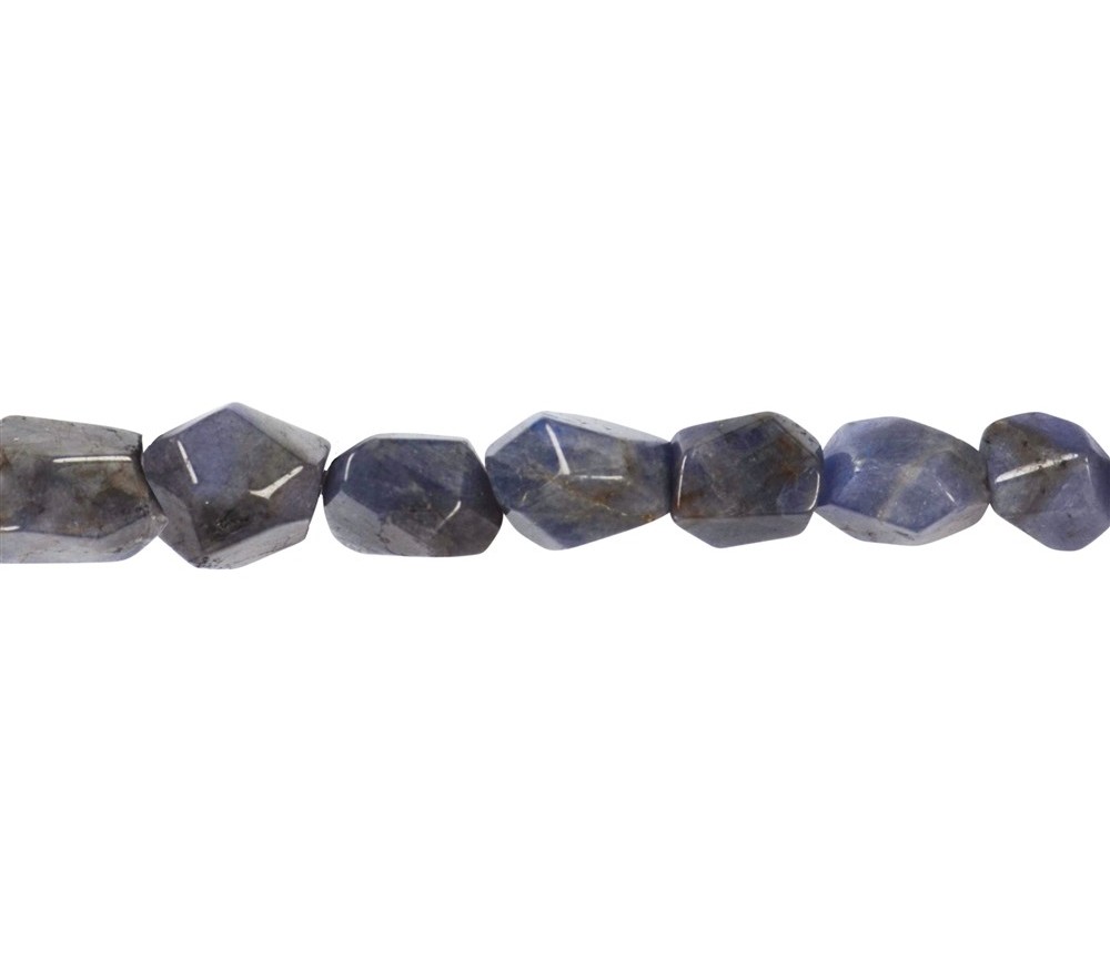 Heilstein & Edelstein-Strang - Nuggets grob facettiert, Tansanit, 08-15 x 07-11mm (43cm)