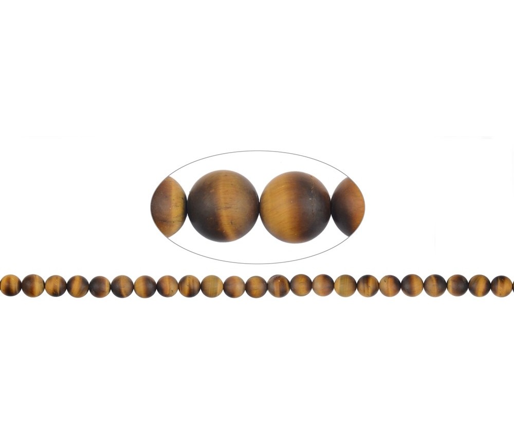 Heilstein & Edelstein-Strang - Kugeln, Tigerauge, matt, 08mm