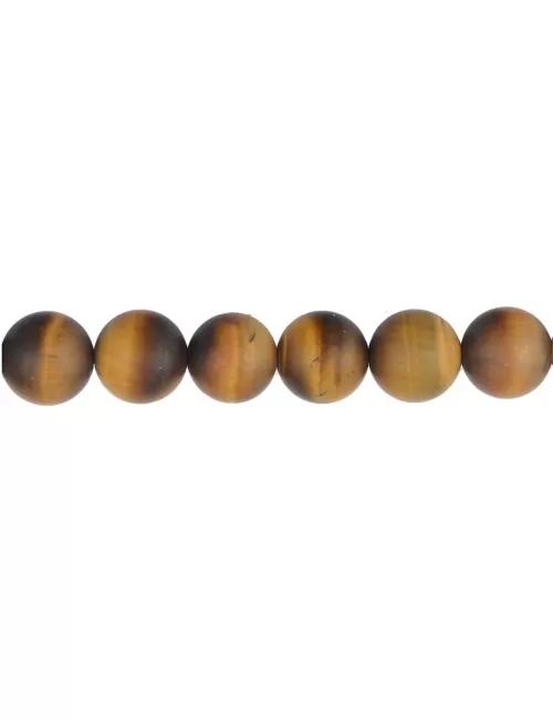Heilstein & Edelstein-Strang - Kugeln, Tigerauge, matt, 12mm