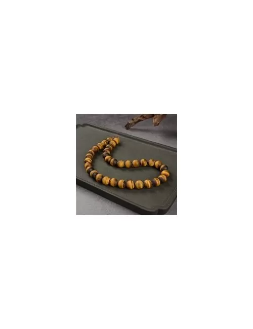 Heilstein & Edelstein-Strang - Kugeln, Tigerauge, matt, 12mm