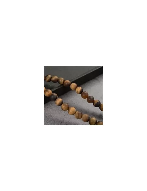 Heilstein & Edelstein-Strang - Kugeln, Tigerauge, matt, 12mm