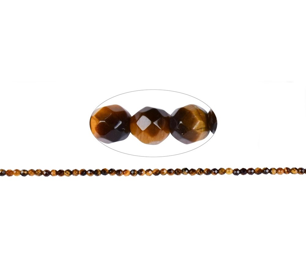 Heilstein & Edelstein-Strang - Kugeln, Tigerauge, facettiert, 04mm
