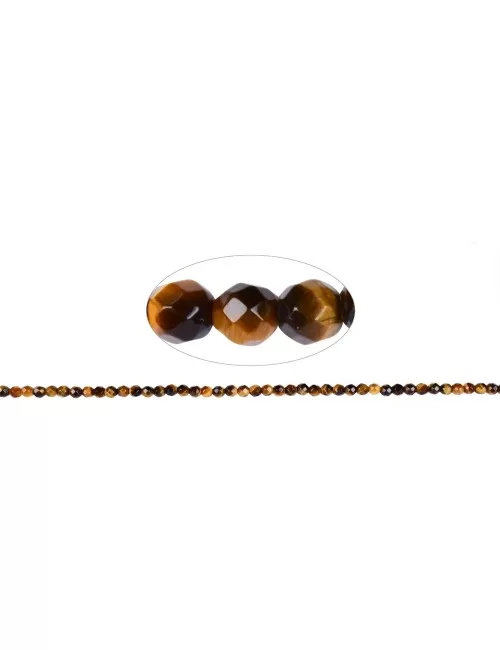 Heilstein & Edelstein-Strang - Kugeln, Tigerauge, facettiert, 04mm