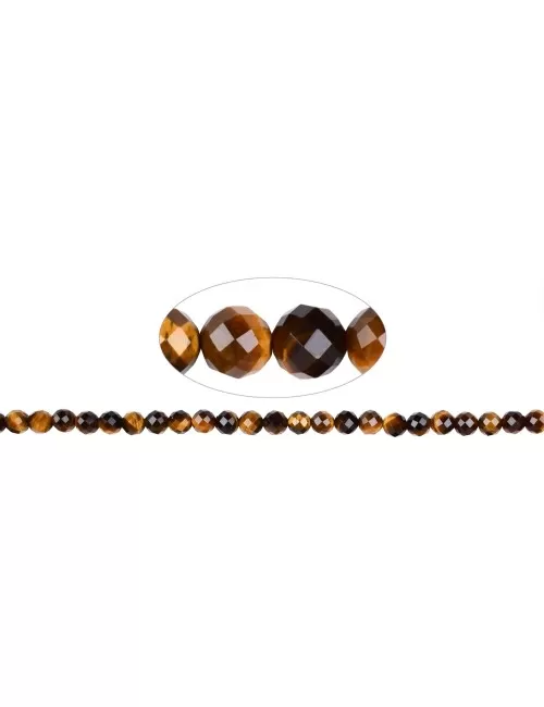 Heilstein & Edelstein-Strang - Kugeln, Tigerauge, facettiert, 06mm