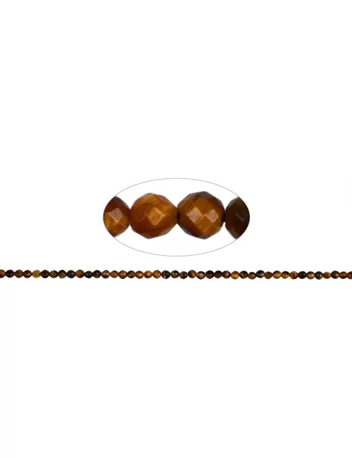 Heilstein & Edelstein-Strang - Kugeln, Tigerauge, facettiert, 02mm