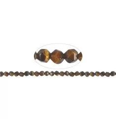 Heilstein & Edelstein-Strang - Kugeln, Tigerauge, facettiert (Starcut), 05-06mm