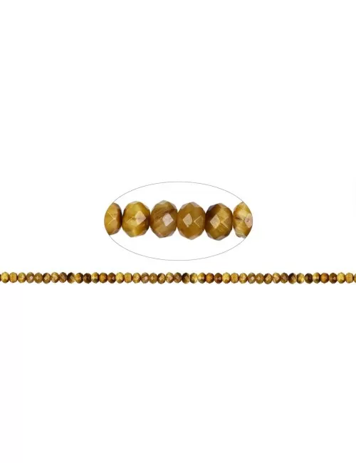 Heilstein & Edelstein-Strang - Button, Tigerauge (gelb), facettiert, 05 x 08mm (38cm)