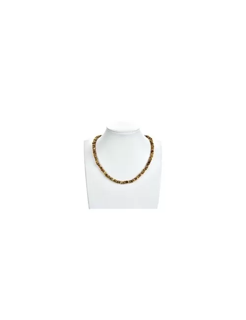 Heilstein & Edelstein-Strang - Button, Tigerauge (gelb), facettiert, 05 x 08mm (38cm)