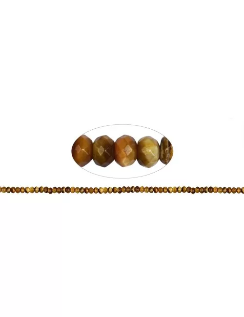 Heilstein & Edelstein-Strang - Button, Tigerauge (gelb), facettiert, 03 x 08mm