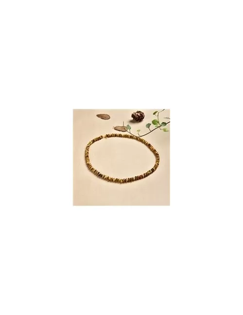 Heilstein & Edelstein-Strang - Button, Tigerauge (gelb), facettiert, 03 x 08mm