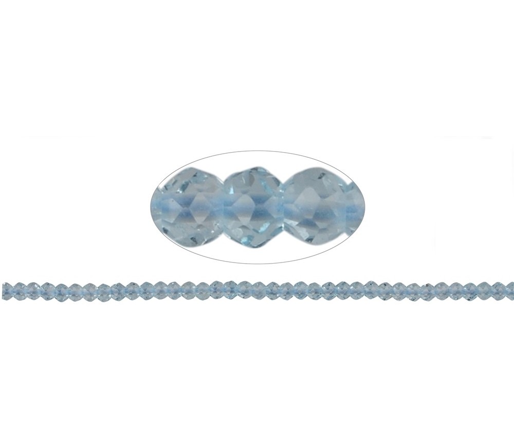 Heilstein & Edelstein-Strang - Kugeln, Topas (blau), facettiert, 02,5mm