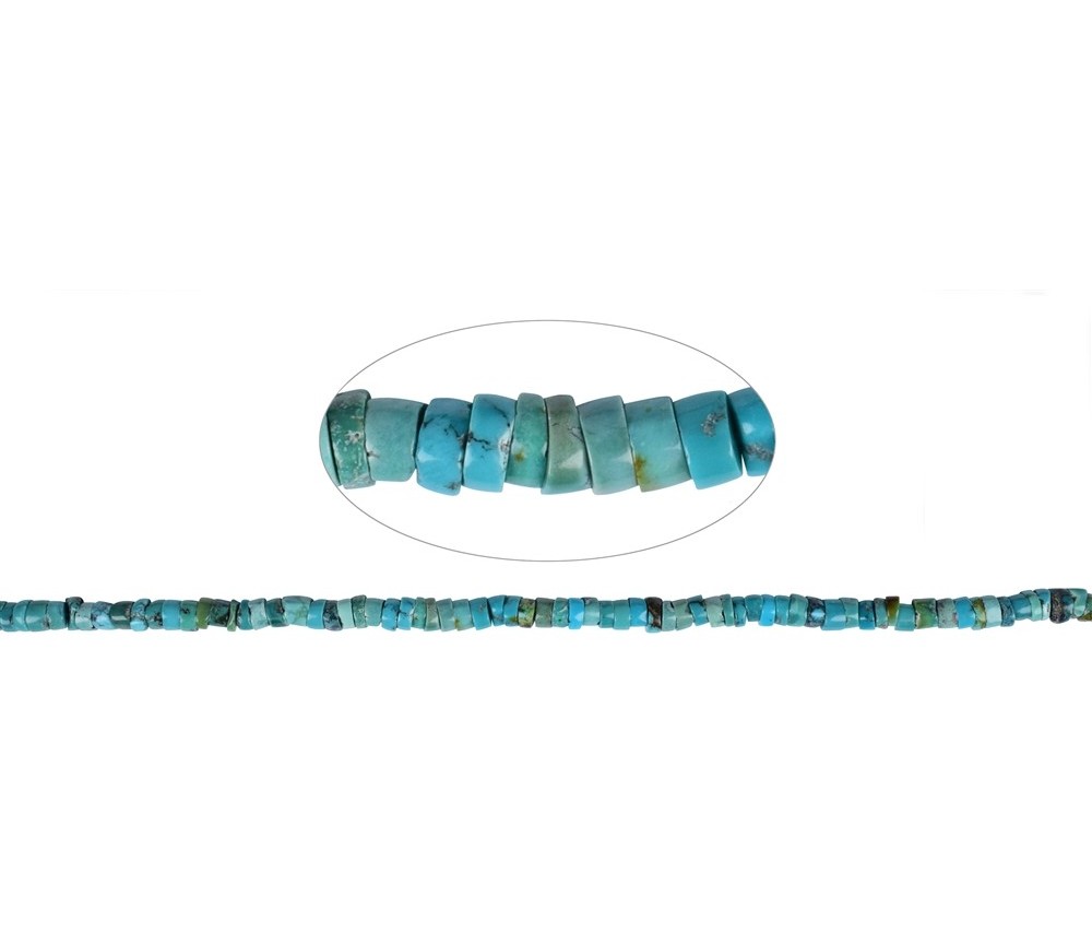 Heilstein & Edelstein-Strang - Button/Heishi, Türkis (stab.), 02-03 x 05mm