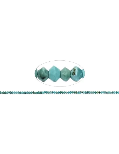 Heilstein & Edelstein-Strang - Button/Disc, Türkis (stab.), facettiert, 01 x 02mm