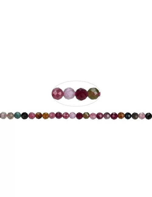 Heilstein & Edelstein-Strang - Kugeln, Turmalin (bunt), facettiert, 04,5mm