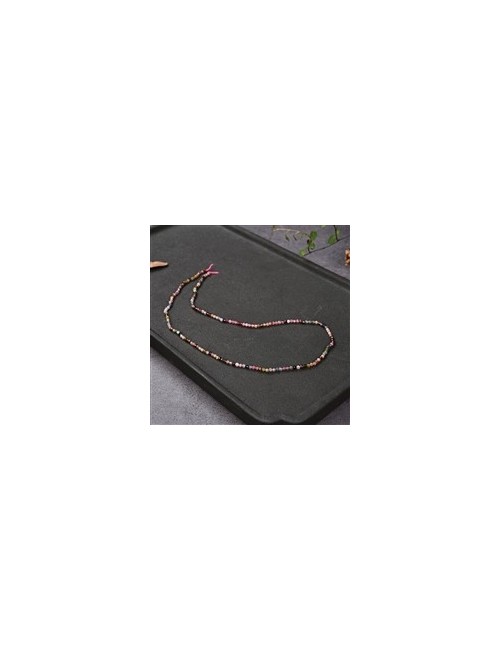 Heilstein & Edelstein-Strang - Kugeln, Turmalin (bunt/pink), facettiert, 02 - 02,5mm (38cm)