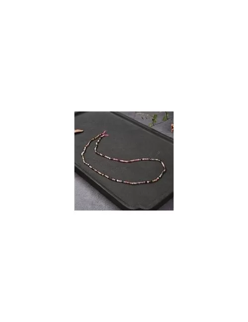 Heilstein & Edelstein-Strang - Kugeln, Turmalin (bunt/pink), facettiert, 02 - 02,5mm (38cm)