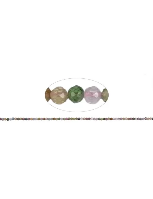 Heilstein & Edelstein-Strang - Kugeln, Turmalin (bunt) A, facettiert, 02mm