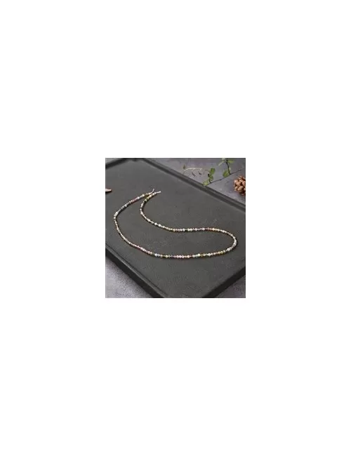 Heilstein & Edelstein-Strang - Kugeln, Turmalin (bunt) A, facettiert, 02mm