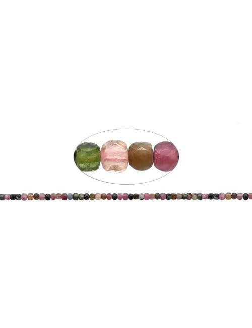 Heilstein & Edelstein-Strang - Würfel, Turmalin (bunt), facettiert, 04mm (38cm)