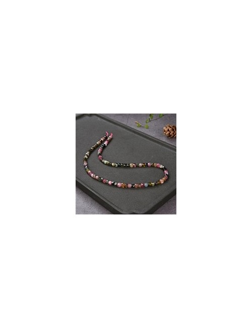 Heilstein & Edelstein-Strang - Würfel, Turmalin (bunt), facettiert, 04mm (38cm)