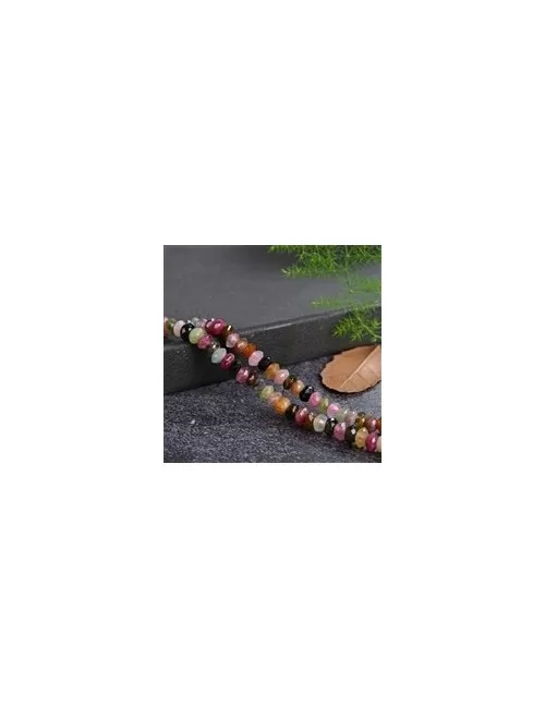 Heilstein & Edelstein-Strang - Button, Turmalin (bunt), facettiert, 04 x 06mm