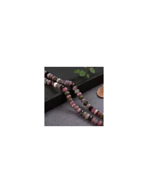 Heilstein & Edelstein-Strang - Button, Turmalin (bunt), facettiert, 04 x 06mm