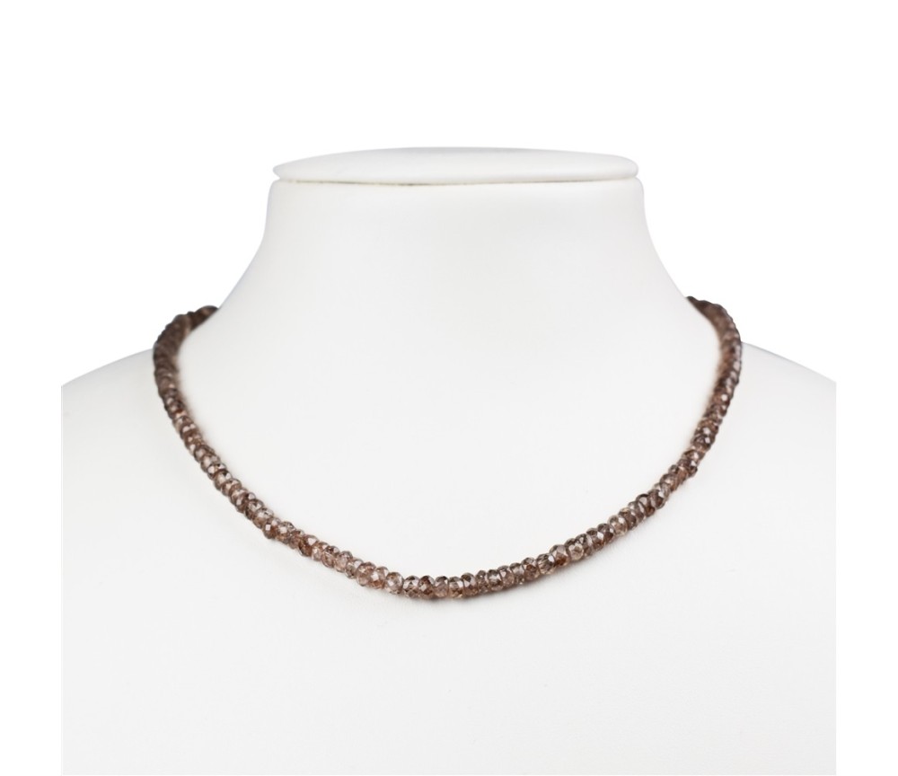 Heilstein & Edelstein-Strang - Button, Zirkon (braun), facettiert, 02 x 03mm