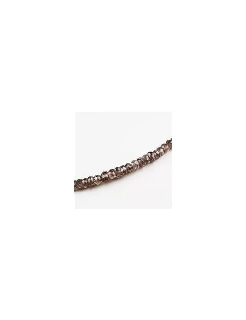 Heilstein & Edelstein-Strang - Button, Zirkon (braun), facettiert, 02 x 03mm