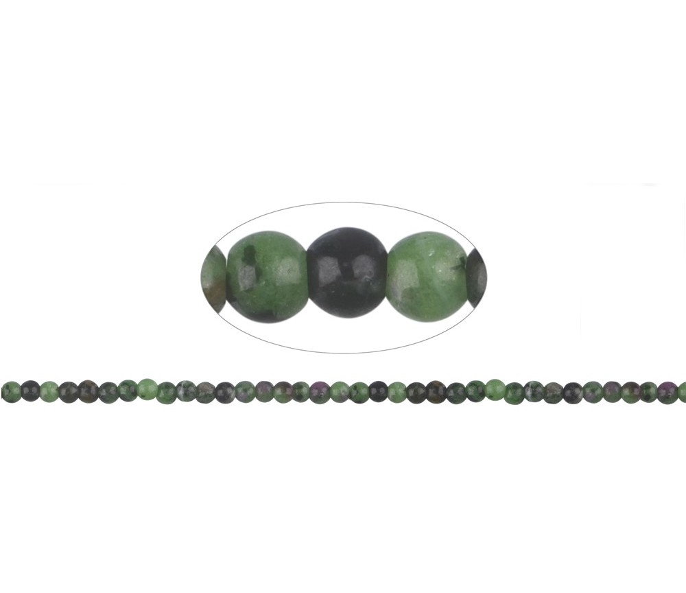 Heilstein & Edelstein-Strang - Kugeln, Zoisit mit Rubin, 04mm