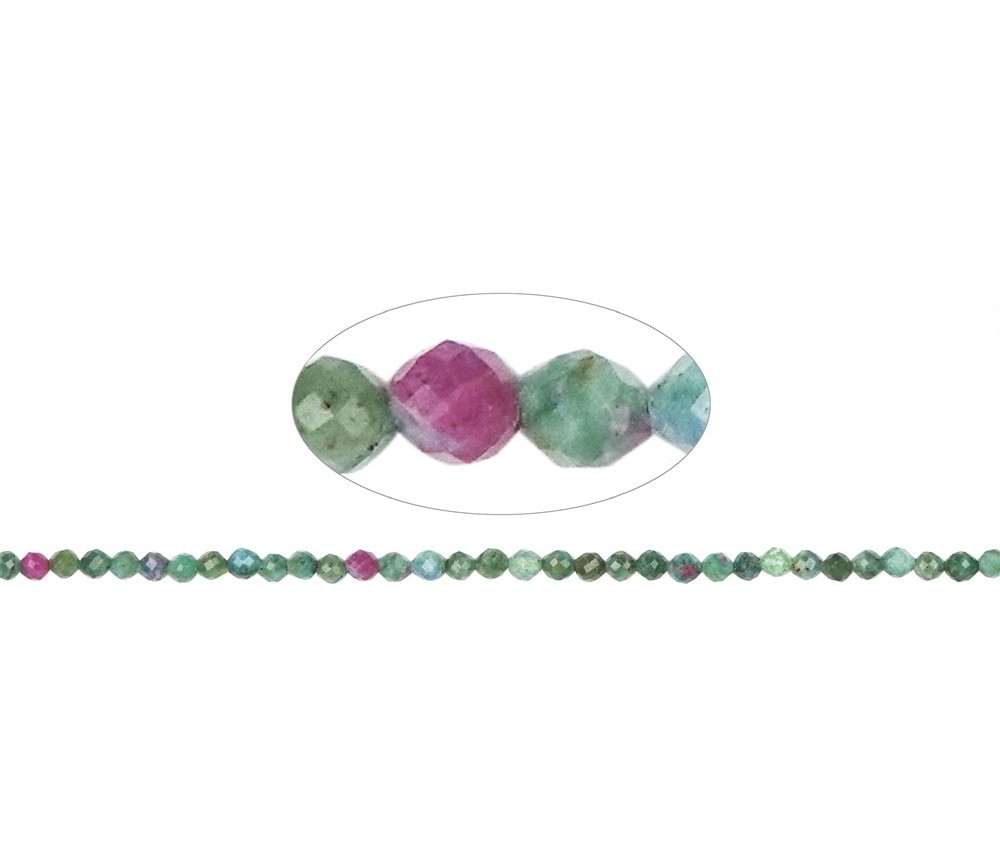 Heilstein & Edelstein-Strang - Kugeln, Zoisit mit wenig Rubin, facettiert, 04mm