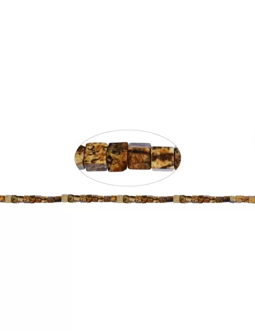 Heilstein & Edelstein-Strang - Würfel, Jaspis (Landschaftsjaspis), 04mm (39cm)