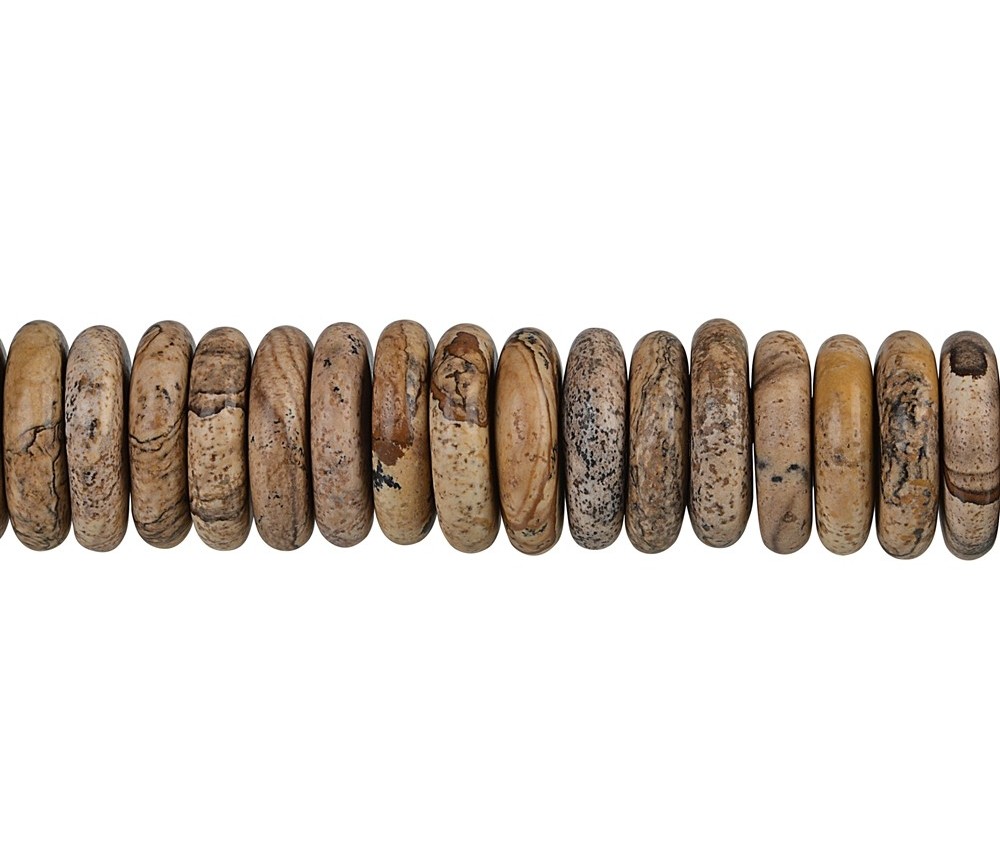 Heilstein & Edelstein-Strang - Scheiben, Jaspis (Landschaftsjaspis), 04 x 17mm