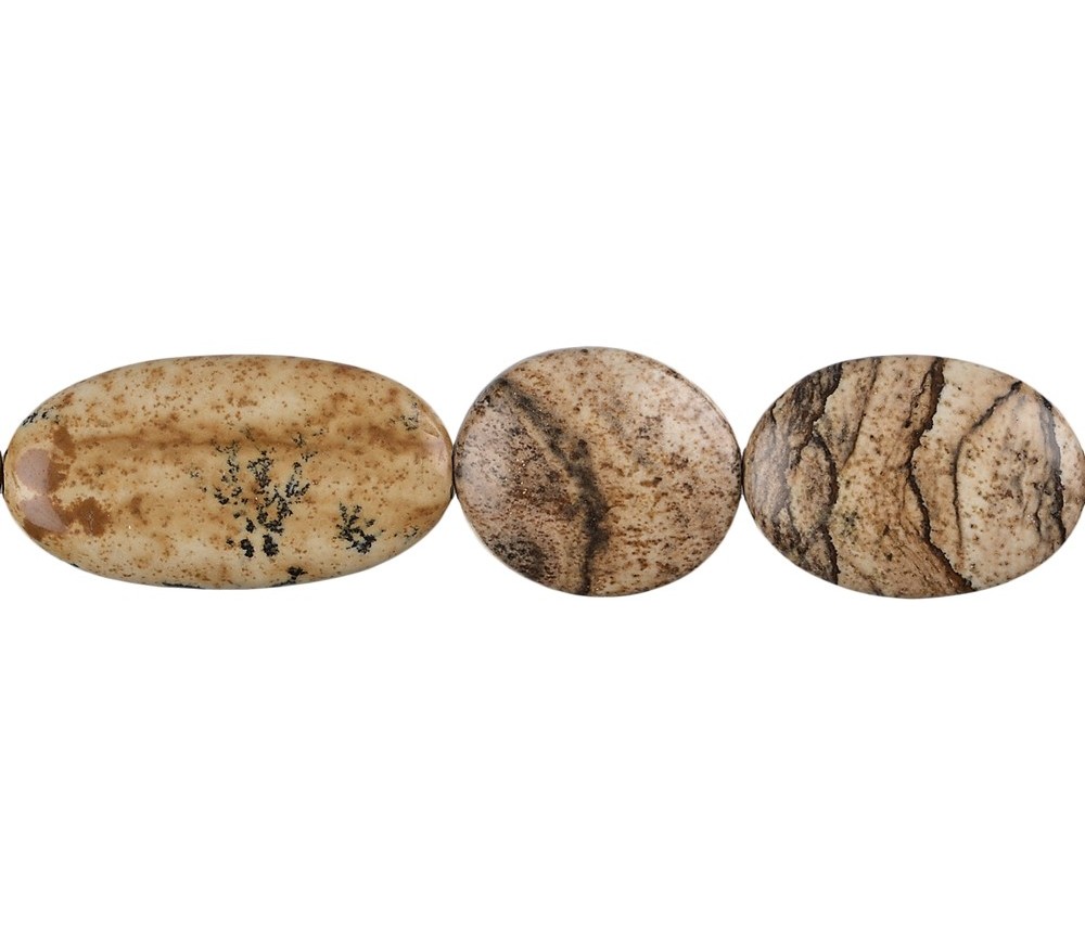 Heilstein & Edelstein-Strang - Scheiben, Jaspis (Landschaftsjaspis), 15-25 x 13mm