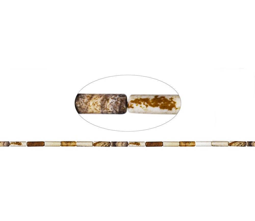 Heilstein & Edelstein-Strang - Zylinder, Jaspis (Landschaftsjaspis), 13 x 04mm