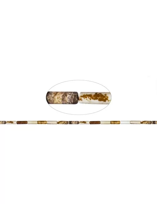 Heilstein & Edelstein-Strang - Zylinder, Jaspis (Landschaftsjaspis), 13 x 04mm