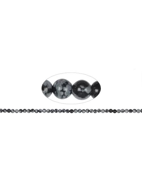 Heilstein & Edelstein-Strang - Kugeln, Obsidian (Schneeflockenobsidian), 02mm