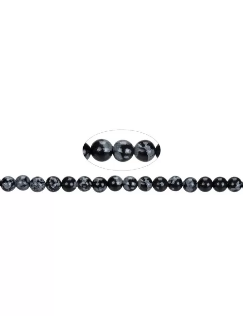 Heilstein & Edelstein-Strang - Kugeln, Obsidian (Schneeflockenobsidian), 06mm