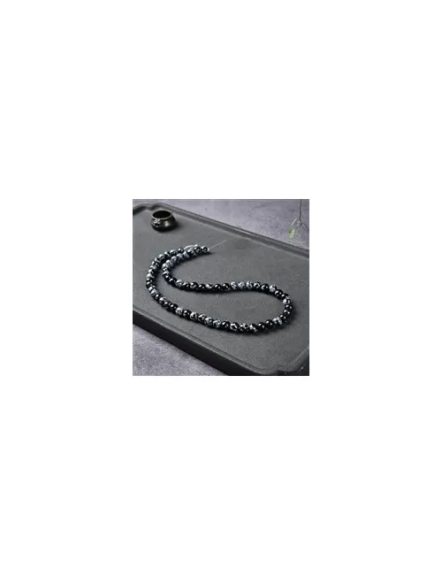 Heilstein & Edelstein-Strang - Kugeln, Obsidian (Schneeflockenobsidian), 06mm