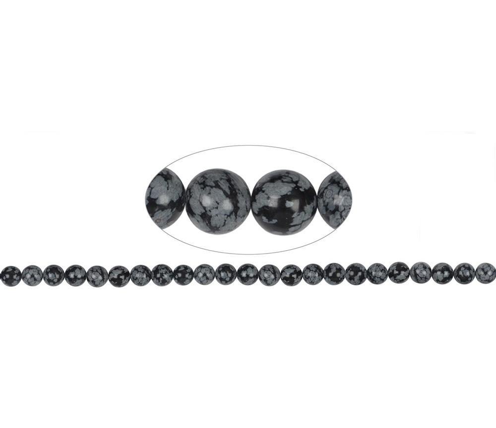 Heilstein & Edelstein-Strang - Kugeln, Obsidian (Schneeflockenobsidian), 08mm
