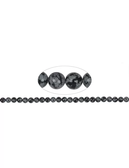 Heilstein & Edelstein-Strang - Kugeln, Obsidian (Schneeflockenobsidian), 08mm