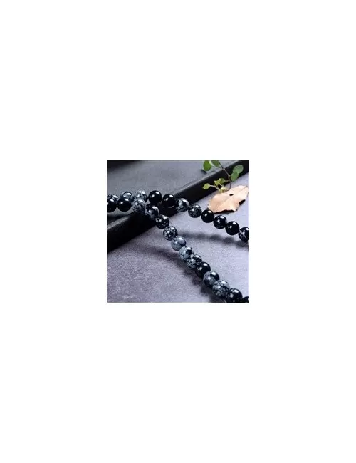 Heilstein & Edelstein-Strang - Kugeln, Obsidian (Schneeflockenobsidian), 08mm