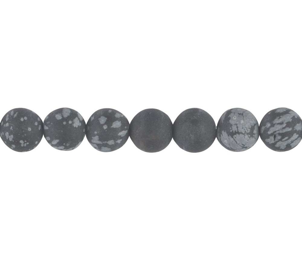 Heilstein & Edelstein-Strang - Kugeln, Obsidian (Schneeflockenobsidian), matt, 10mm (39cm)