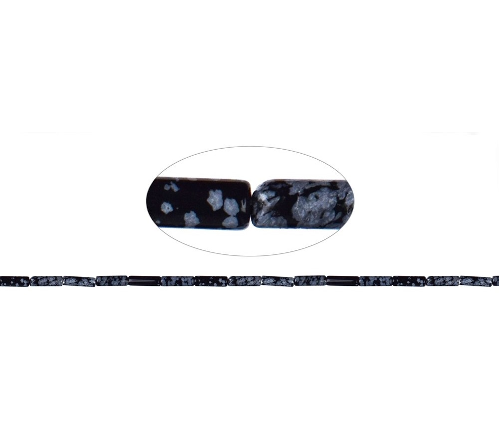 Heilstein & Edelstein-Strang - Zylinder, Obsidian (Schneeflockenobsidian), 13 x 04mm