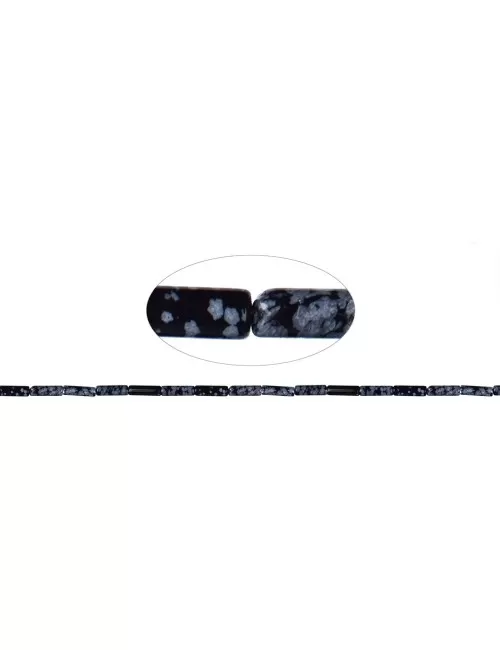 Heilstein & Edelstein-Strang - Zylinder, Obsidian (Schneeflockenobsidian), 13 x 04mm