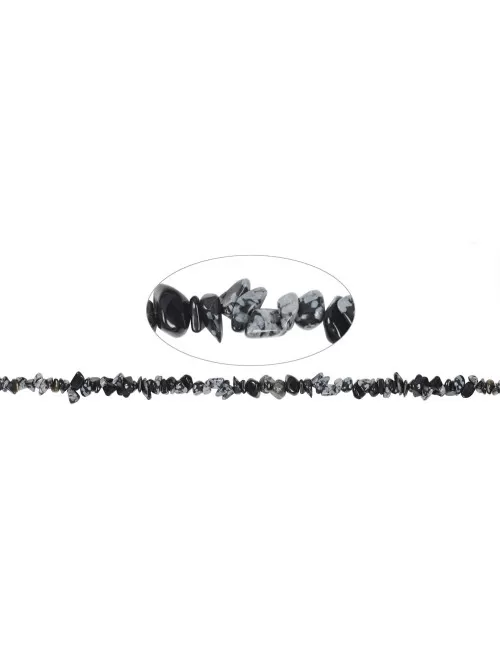 Heilstein & Edelstein-Strang - Splitter, Obsidian (Schneeflockenobsidian), 02-04 x 05-10mm (88cm)